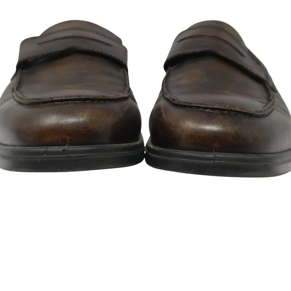 Ecco Melbourne Brown Leather‎ Penny Loafers Mens10